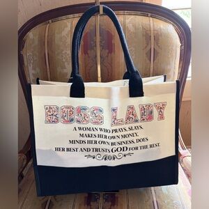 Cotton Canvas “Boss Lady Tote” Nwot